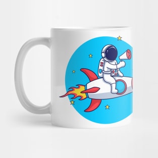 Cute Astronaut Riding Rocket With Speaker Mug